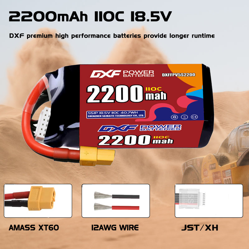 DXF 2200mAh 5S 110C 18.5V Lipo Battery Pack for FPV LiPo Battery