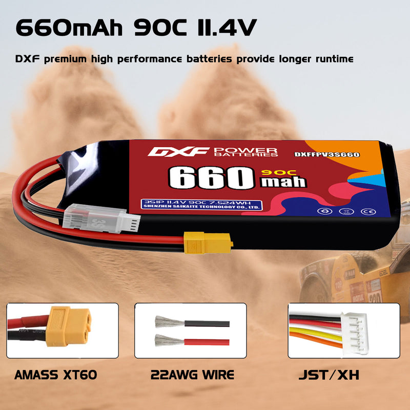 DXF 660mAh 3S 90C 11.4V Lipo Battery Pack for FPV LiPo Battery