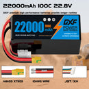 DXF LiPo Battery 6S HV 22.8V 22000mAh 100C Graphene Softcase Blue with EC5 / T / TRX / XT60 / XT90 / XT150 / Q8s Plug for RC 1/8 1/10 Buggy Truck Car Off-Road Drone