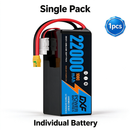 DXF 6S 22.2V 22000mAh 100C Soft Case LiPo Battery with 10AWG Wire for Toy Cars, Boats, UAVs & Drones (1-6 Pack)