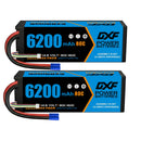 DXF 4S 14.8V 6200mAh 80C Hardcase LiPo Battery with 10AWG EC5 for 1/8 1/10 RC Cars, Trucks, Buggies (1-6 Pack Available)