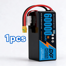DXF 6S 22.2V 60000mAh 5C Soft Case LiPo Battery with 8AWG Wire for Toy Cars, Boats, UAVs & Drones (1-6 Pack)
