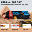 DXF Lipo Battery 2S 7.4V 6500mAh 80C Graphene Softcase with EC5 / T / TRX / XT60 / XT90 / XT150 / Q8s Plug for RC 1/8 1/10 Buggy Truck Car Off-Road Drone