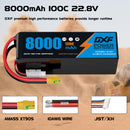 DXF LiPo Battery 6S HV 22.8V 8000mAh 130C Graphene Softcase Blue with EC5 / T / TRX / XT60 / XT90 / XT150 / Q8s Plug for RC 1/8 1/10 Buggy Truck Car Off-Road Drone