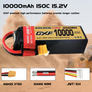 DXF Lipo Battery 4S HV 15.2V 10000mAh 150C GoldSeries Graphene Softcase with EC5 / T / TRX / XT60 / XT90 / XT150 / Q8s Plug for RC 1/8 1/10 Buggy Truck Car Off-Road Drone