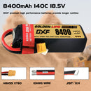 DXF LiPo Battery 5S 18.5V 8400mAh 140C Graphene Softcase with EC5 / T / TRX / XT60 / XT90 / XT150 / Q8s Plug for RC 1/8 1/10 Buggy Truck Car Off-Road Drone