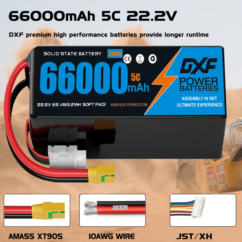 (CN)DXF 6S Lipo Battery 22.2V 10C 66000mAh Soft Case Battery  for Drone UAV FPV Car Truck Tank RC Buggy Truggy Racing Hobby