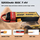 (CN)DXF 2S Lipo Battery 7.4V 150C 5200mAh Soft Case Battery with EC5 XT90 Connector for Car Truck Tank RC Buggy Truggy Racing Hobby