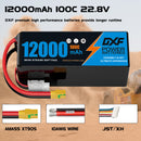 DXF LiPo Battery 6S HV 22.8V 12000mAh 100C Graphene Softcase Blue with EC5 / T / TRX / XT60 / XT90 / XT150 / Q8s Plug for RC 1/8 1/10 Buggy Truck Car Off-Road Drone