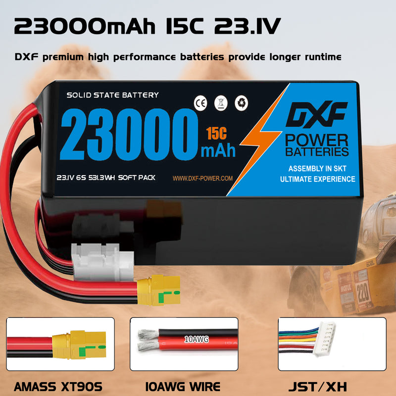 (CN)DXF 6S Lipo Battery 23.1V 15C 23000mAh Soft Case Battery  for Drone UAV FPV Car Truck Tank RC Buggy Truggy Racing Hobby