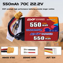 DXF 550mAh 6S 70C 22.2V Lipo Battery Pack for FPV LiPo Battery