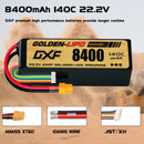DXF LiPo Battery 6S 22.2V 8400mAh 140C Graphene Softcase with EC5 / T / TRX / XT60 / XT90 / XT150 / Q8s Plug for RC 1/8 1/10 Buggy Truck Car Off-Road Drone