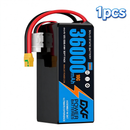 DXF SEMI-SOLID 12S 44.4V 36000mAh 10C Soft Case LiPo Battery with 8AWG Wire for Toy Cars, Boats, UAVs & Drones (1-6 Pack)