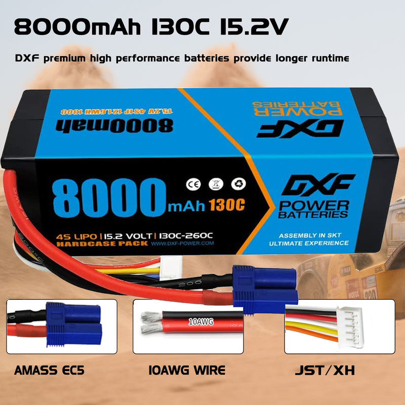 (IT)DXF Lipo Battery 4S 15.2V 8000mAh 130C/260C HardCase Lipo Battery for RC HPI HSP 1/8 1/10 Buggy RC Car Truck