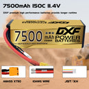(CN)DXF Lipo Battery 3S 11.4V 7500MAH 150C  lipo Hardcase with  DEANS/T Plug for Rc 1/8 1/10 Buggy Truck Car Off-Road Drone
