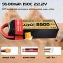 (CN)DXF 6S Lipo Battery 22.2V 150C 9500mAh Soft Case Battery with EC5 XT90 Connector for Car Truck Tank RC Buggy Truggy Racing Hobby