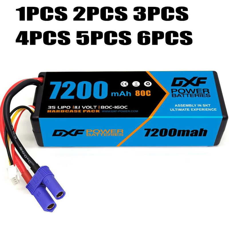 (CA)DXF Lipo Battery 3S 11.1V 7200MAH 80C Blue Series lipo Hardcase with EC5 Plug for Rc 1/8 1/10 Buggy Truck Car Off-Road Drone