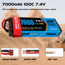 (PL)DXF Lipo Battery 2S 7.4V 7000mAh 100C/200C Hardcase Battery Graphene Battery Deans/T Plug for Rc Truck Drone 1/10 1/8 Scale Traxxas Slash 4x4 RC Car Buggy truggy