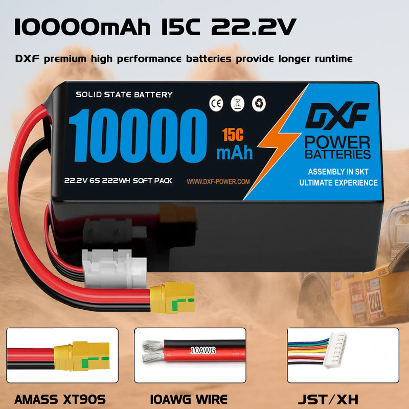 (CN)DXF 12S Lipo Battery 44.4V 10C 10000mAh Soft Case Battery  for Drone UAV FPV Car Truck Tank RC Semi solidstate Battery Racing Hobby