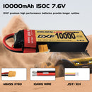 DXF Lipo Battery 2S HV 7.6V 10000mAh 150C GoldSeries Graphene Softcase with EC5 / T / TRX / XT60 / XT90 / XT150 / Q8s Plug for RC 1/8 1/10 Buggy Truck Car Off-Road Drone