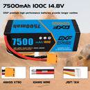 (CA)DXF Lipo Battery 4S 14.8V 7500mAh 100C/200C HardCase Lipo Battery for RC HPI HSP 1/8 1/10 Buggy RC Car Truck