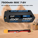 DXF LiPo Battery 2S2P HV 7.6V 7500mAh 150C Graphene Gray with 5mm Bullet / EC5 / T / TRX / XT60 / XT90 / XT150 / Q8s Plug for RC 1/10 1/8 1/5 Scale Car Racing