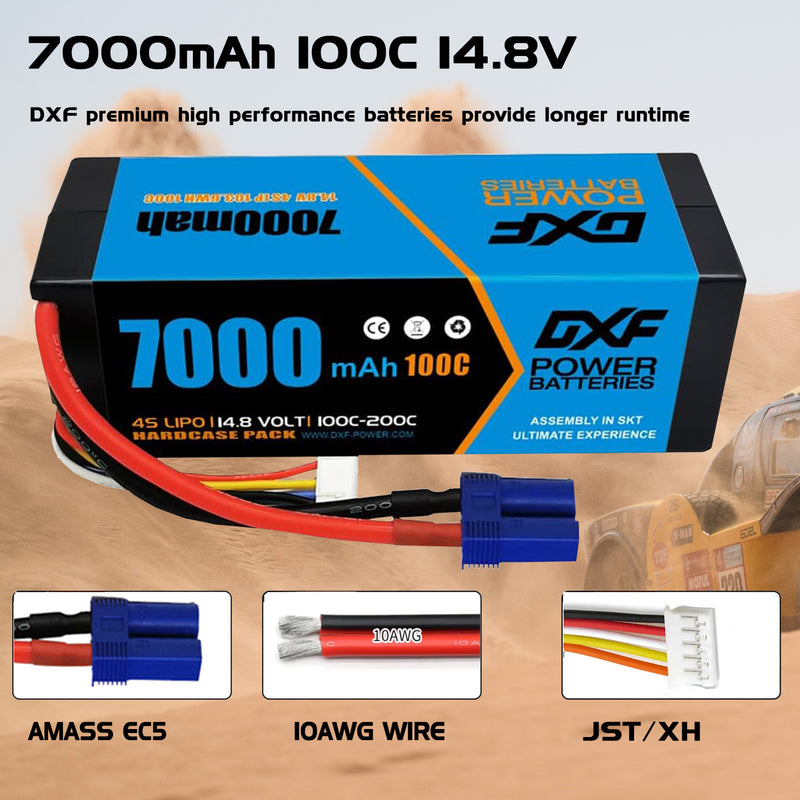(PL)DXF Lipo Battery 4S 14.8V 7000mAh 100C/200C HardCase Lipo Battery for RC HPI HSP 1/8 1/10 Buggy RC Car Truck