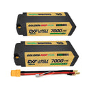 DXF LiPo Battery 2S2P HV 7.6V 7000mAh 150C Graphene NGP Plus Gold Version with 5mm Bullet / EC5 / T / TRX / XT60 / XT90 / XT150 / Q8s Plug for RC 1/10 1/8 1/5 Scale Car Racing