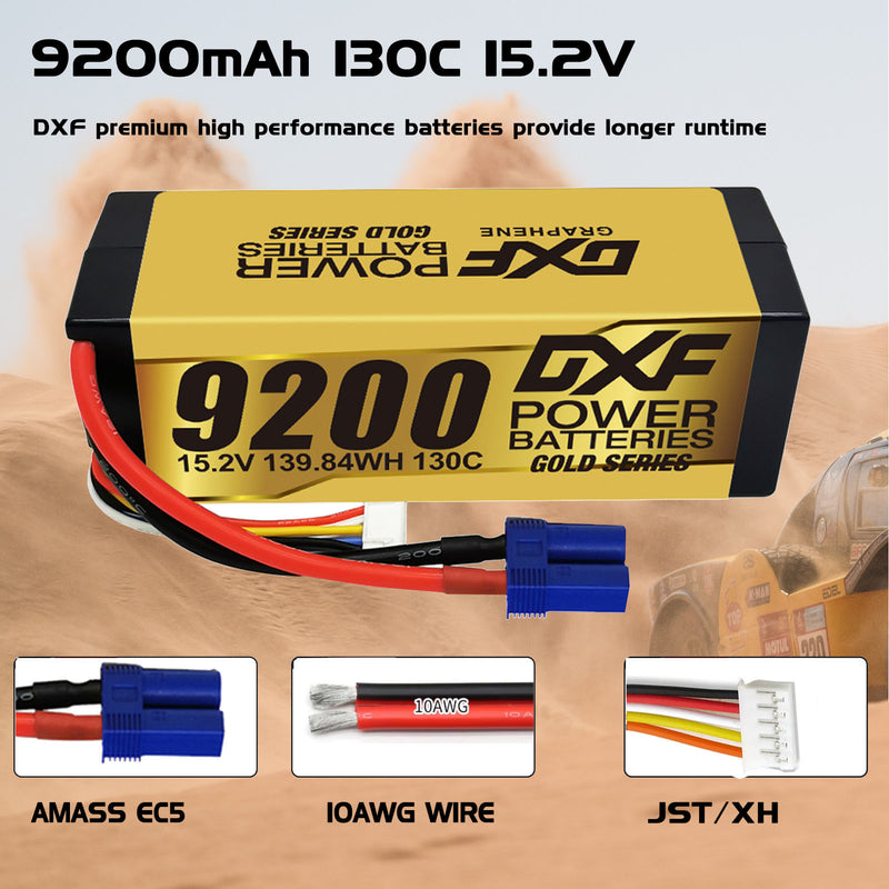 (IT)DXF High Voltage 4S 9200 mAh 15,2 V 130C Batteria Lipo ad Alta Capacità Hardcase con XT90 Spina per 1:8 Scala RC Auto, Multi-Rotore RC Aeroplano, RC Elicottero, RC Barca