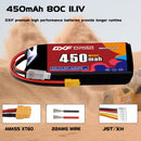 DXF LiPo Battery 3S 11.1V 450mAh 80C with PH2.0 / JST / XT30 / SM / XT60 / EC5 / XT90 for FPV Drone Whoop Micro Racing