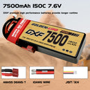 (CN)DXF Lipo Battery 2S 7.6V 7500MAH 150C  lipo Hardcase with  DEANS/T Plug for Rc 1/8 1/10 Buggy Truck Car Off-Road Drone