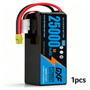 DXF SEMI-SOLID 12S 44.4V 25000mAh 10C Soft Case LiPo Battery with 8AWG Wire for Toy Cars, Boats, UAVs & Drones (1-6 Pack)