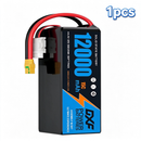 DXF SEMI-SOLID 12S 44.4V 12000mAh 15C Soft Case LiPo Battery with 8AWG Wire for Toy Cars, Boats, UAVs & Drones (1-6 Pack)