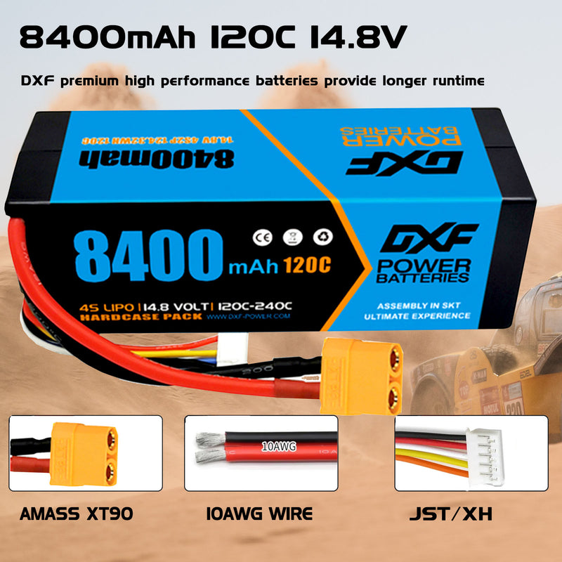 (PL)DXF Lipo Battery 4S 14.8V 8400mAh 120C/240C HardCase Lipo Battery for RC HPI HSP 1/8 1/10 Buggy RC Car Truck