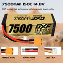 DXF LiPo Battery 4S 14.8V 7500mAh 140C Graphene Softcase with EC5 / T / TRX / XT60 / XT90 / XT150 / Q8s Plug for RC 1/8 1/10 Buggy Truck Car Off-Road Drone