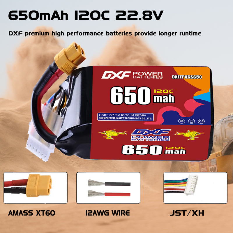 DXF 880mAh 6S 150C 22.8V Lipo Battery Pack for FPV LiPo Battery
