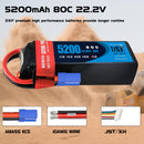 (PL)DXF 6S Lipo Battery 22.2V 80C 5200mAh Soft Case Battery with EC5 XT90 Connector for Car Truck Tank RC Buggy Truggy Racing Hobby