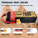 DXF Lipo Battery 6S HV 22.8V 7500mAh 150C GoldSeries Graphene Softcase with EC5 / T / TRX / XT60 / XT90 / XT150 / Q8s Plug for RC 1/8 1/10 Buggy Truck Car Off-Road Drone