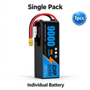 DXF 6S 22.2V 9000mAh 100C Soft Case LiPo Battery with 10AWG Wire for Toy Cars, Boats, UAVs & Drones (1-6 Pack)