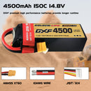 DXF Lipo Battery 4S 14.8V 4500mAh 150C GoldSeries Graphene Softcase with EC5 / T / TRX / XT60 / XT90 / XT150 / Q8s Plug for RC 1/8 1/10 Buggy Truck Car Off-Road Drone