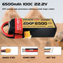 DXF Lipo Battery 6S 22.2V 6500mAh 100C Graphene Softcase with EC5 / T / TRX / XT60 / XT90 / XT150 / Q8s Plug for RC 1/8 1/10 Buggy Truck Car Off-Road Drone