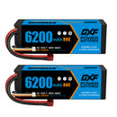 DXF 3S 11.1V 6200mAh 80C Graphene Hardcase LiPo Battery with Deans/T-Plug & 10AWG Wire (1-6 Pack)