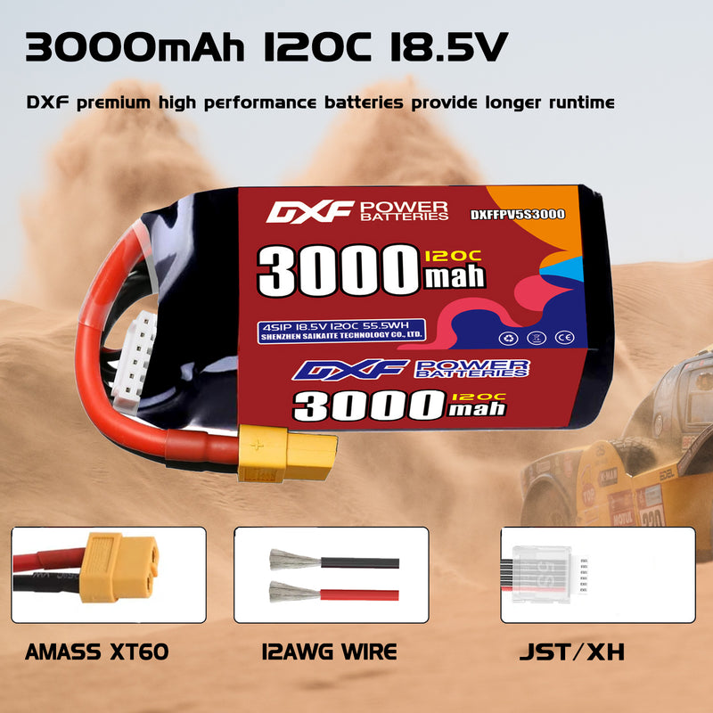 DXF 3000mAh 5S 120C 18.5V Lipo Battery Pack for FPV LiPo Battery