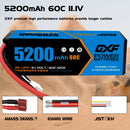 (GE)DXF Lipo Battery 3S 11.1V 5200MAH 60C Blue Series lipo Hardcase with Deans Plug for Rc 1/8 1/10 Buggy Truck Car Off-Road Drone