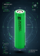 LG MJ1 INR18650-MJ1 3500mAh 10A Li-ion Battery for E-Bikes, Flashlights & DIY Battery Packs (1-100 PCS)