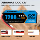 (CA)DXF Lipo Battery 3S 11.1V 7200MAH 100C Blue Series lipo Hardcase with Deans/T Plug for Rc 1/8 1/10 Buggy Truck Car Off-Road Drone
