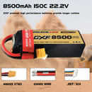 (CN)DXF 6S Lipo Battery 22.2V 150C 8500mAh Soft Case Battery with EC5 XT90 Connector for Car Truck Tank RC Buggy Truggy Racing Hobby