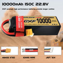 (CN)DXF 6S Lipo Battery 22.8V 150C 10000mAh Soft Case Battery with EC5 XT90 Connector for Car Truck Tank RC Buggy Truggy Racing Hobby