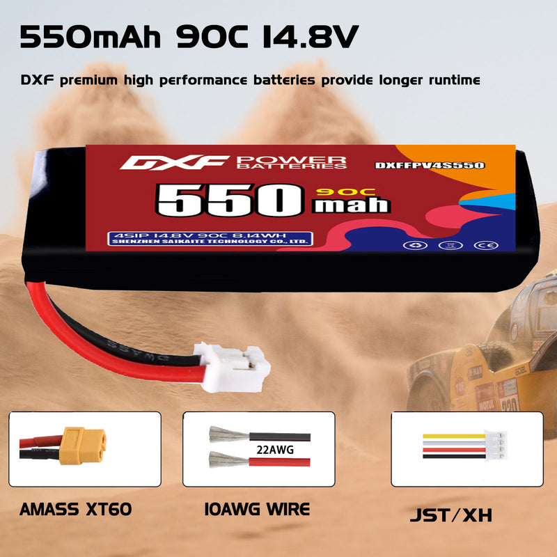 DXF 550mAh 4S 90C 14.8V Lipo Battery Pack for FPV LiPo Battery
