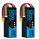 DXF 6S 22.2V 5200mAh 80C Softcase LiPo Battery with XT60 & 10AWG Wire for 1/8 RC Cars (1-6 Pack)